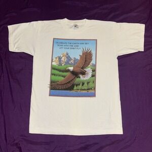 Vintage 90s Celebrate Earth Sky Let Your Spirit‎ Fly Eagle T Shirt Adult Large